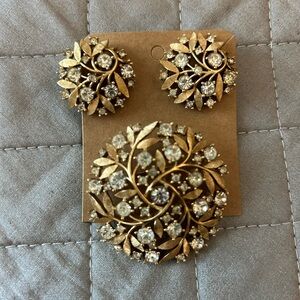 Vintage clip earrings and broach.
